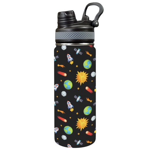 Busy Space - Insulated Water Bottle with Dual-Use Lid (18oz) Insulated Water Bottle with Dual-Use Lid (18oz) Printed Offshore Sci Fi