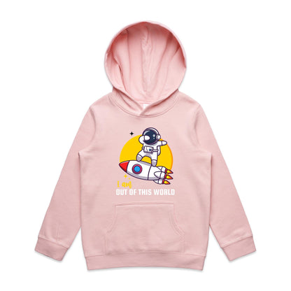 I Am Out Of This World, Astronaut - Youth Supply Hood Pink Kids Hoodie Sci Fi
