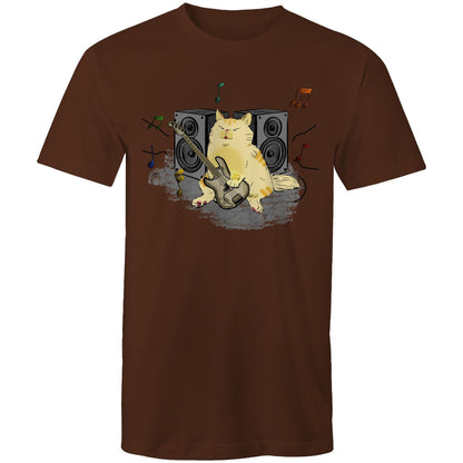Cat Bass Player - Mens T-Shirt Dark Chocolate Mens T-shirt animal Music