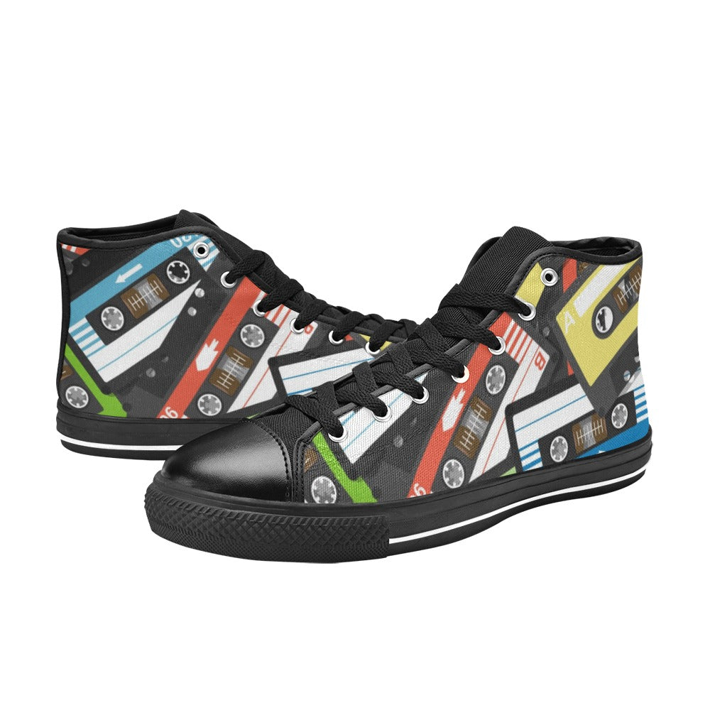 Cassette Tapes - Men's High Top Canvas Shoes