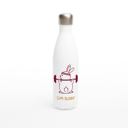 Gym Bunny - White 17oz Stainless Steel Water Bottle Default Title White Water Bottle animal Fitness Globally Fulfilled