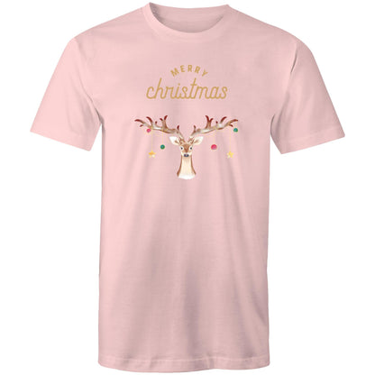 Merry Christmas Reindeer - Mens T-Shirt Pink Christmas Mens T-shirt Merry Christmas