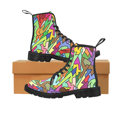 Bright Abstract - Martin Boots for Women (Black)