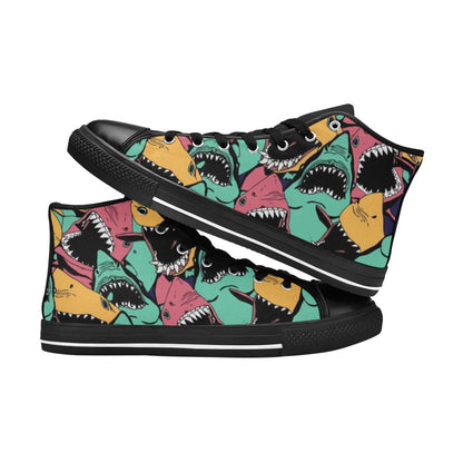 Scary Sharks - Women's High Top Canvas Shoes