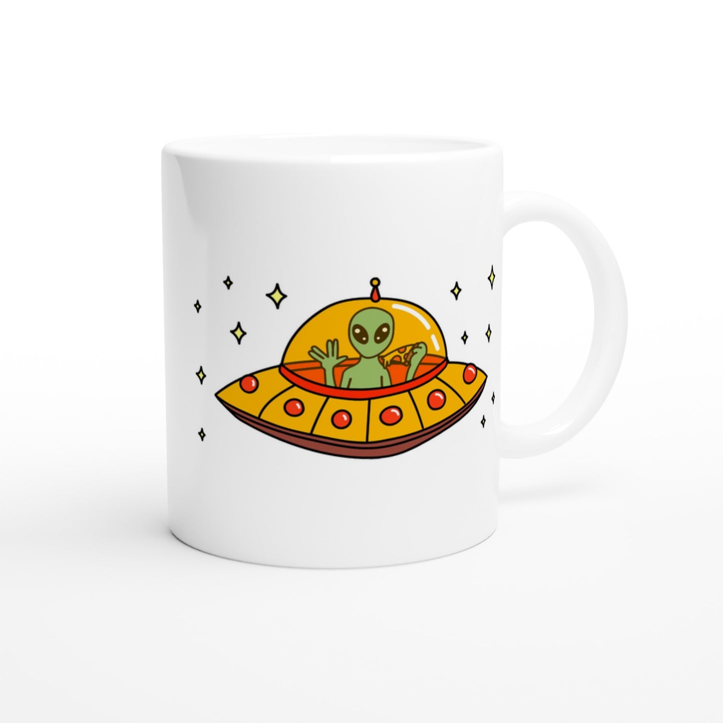 Alien Pizza - White 11oz Ceramic Mug White 11oz Mug Sci Fi