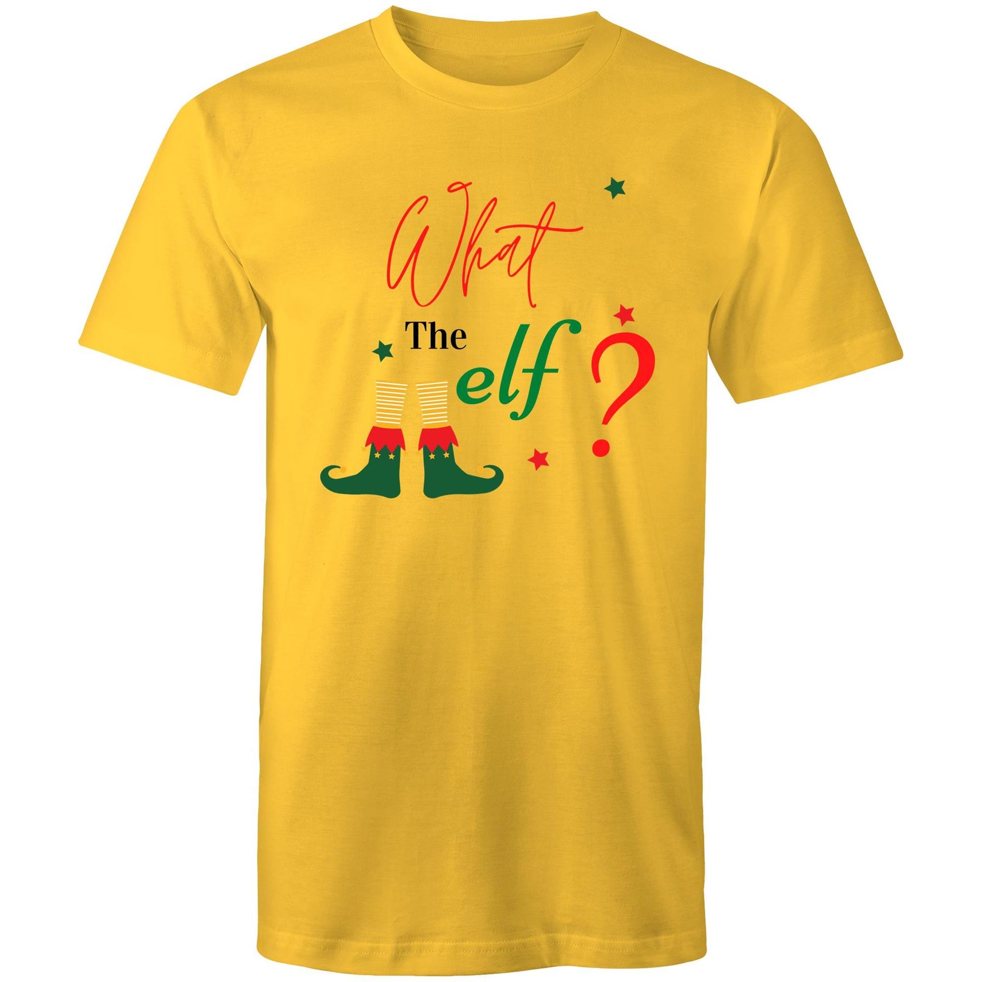 What The Elf? - Mens T-Shirt Yellow Christmas Mens T-shirt Merry Christmas