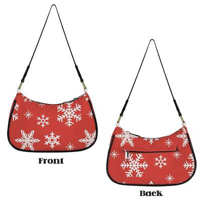 Red Snowflakes, Christmas - Small Shoulder Bag