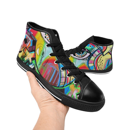 Graffiti Bird - Men's High Top Canvas Shoes