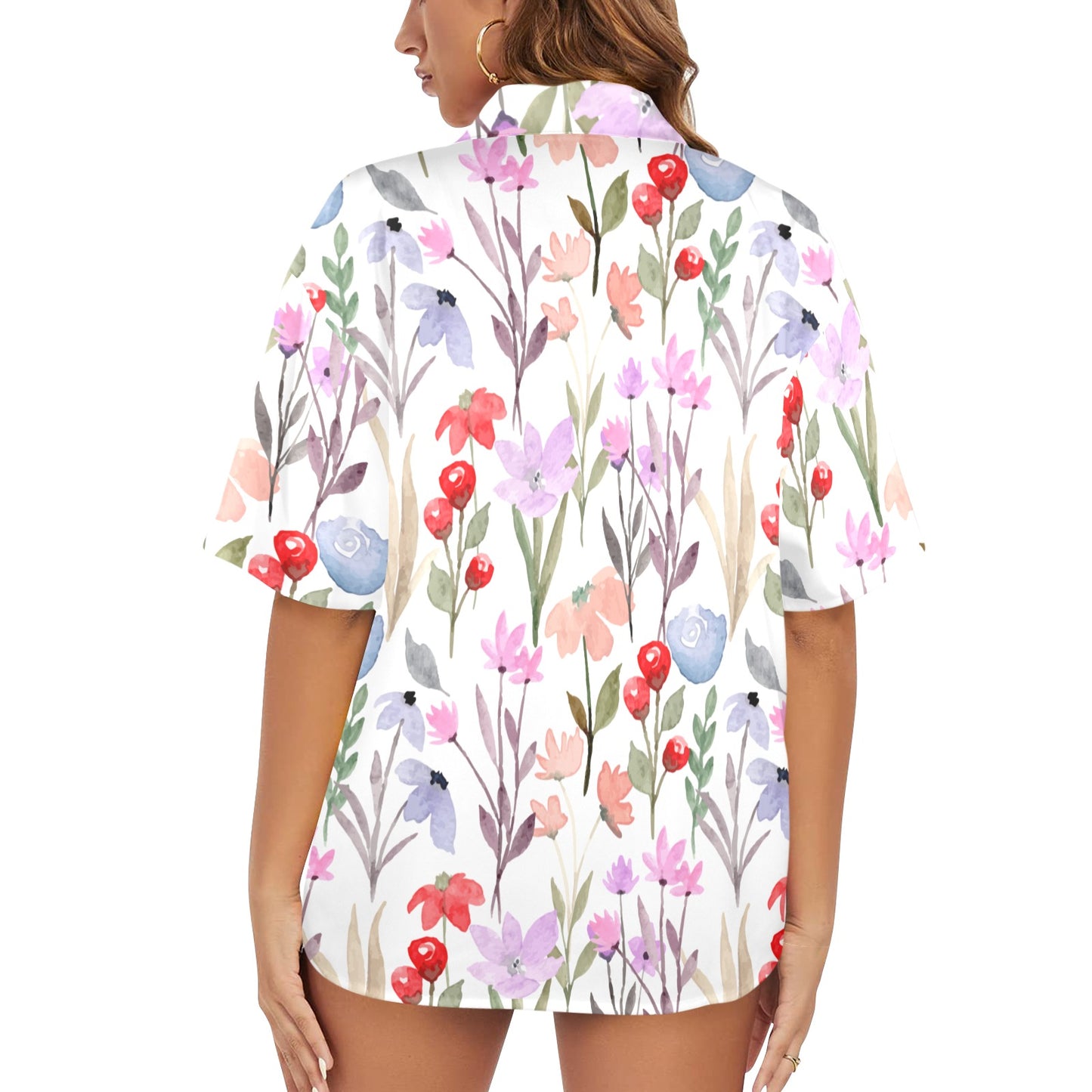 Floral Watercolour - Womens Hawaiian Shirt