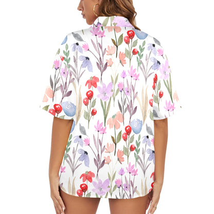 Floral Watercolour - Womens Hawaiian Shirt