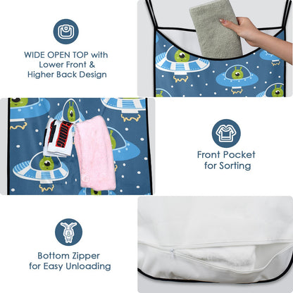 Cute Aliens in UFOs - Hanging Laundry Bag