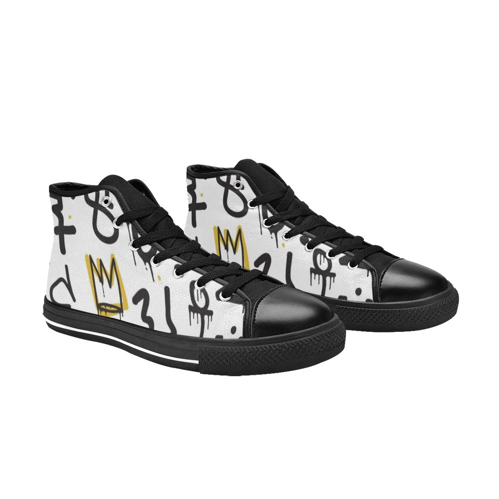 Graffiti Crown - Women's High Top Canvas Shoes