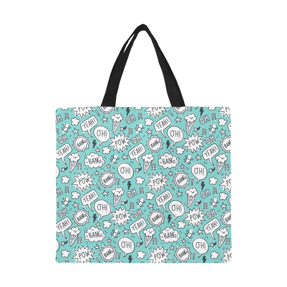 Comic Book Speech Bubbles - Full Print Canvas Tote Bag Full Print Canvas Tote Bag Printed Offshore