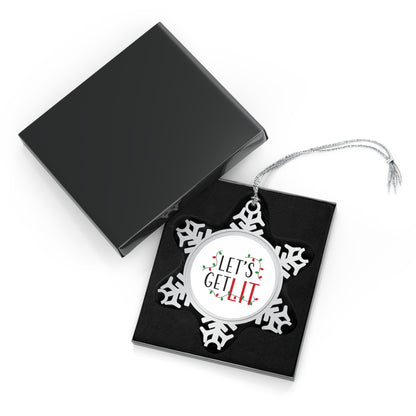 Let's Get Lit, Christmas Lights - Pewter Snowflake Ornament