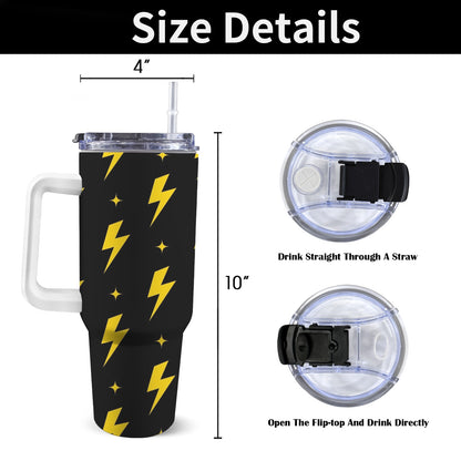 Yellow Lightning - 40oz Tumbler with White Handle