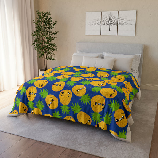 Cool Pineapples - Soft Polyester Blanket 60" × 80" Blanket Food