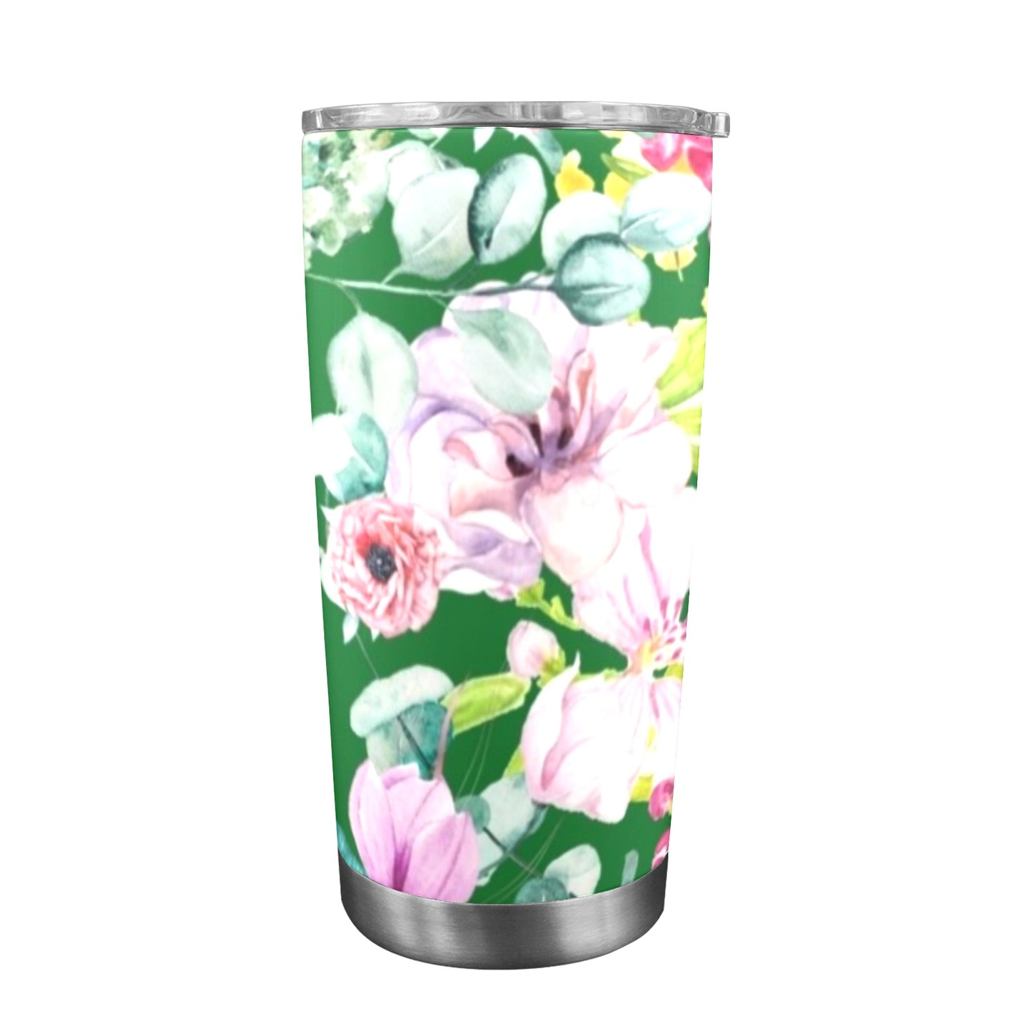 Bright Floral - 20oz Travel Mug with Clear Lid Clear Lid Travel Mug Plants