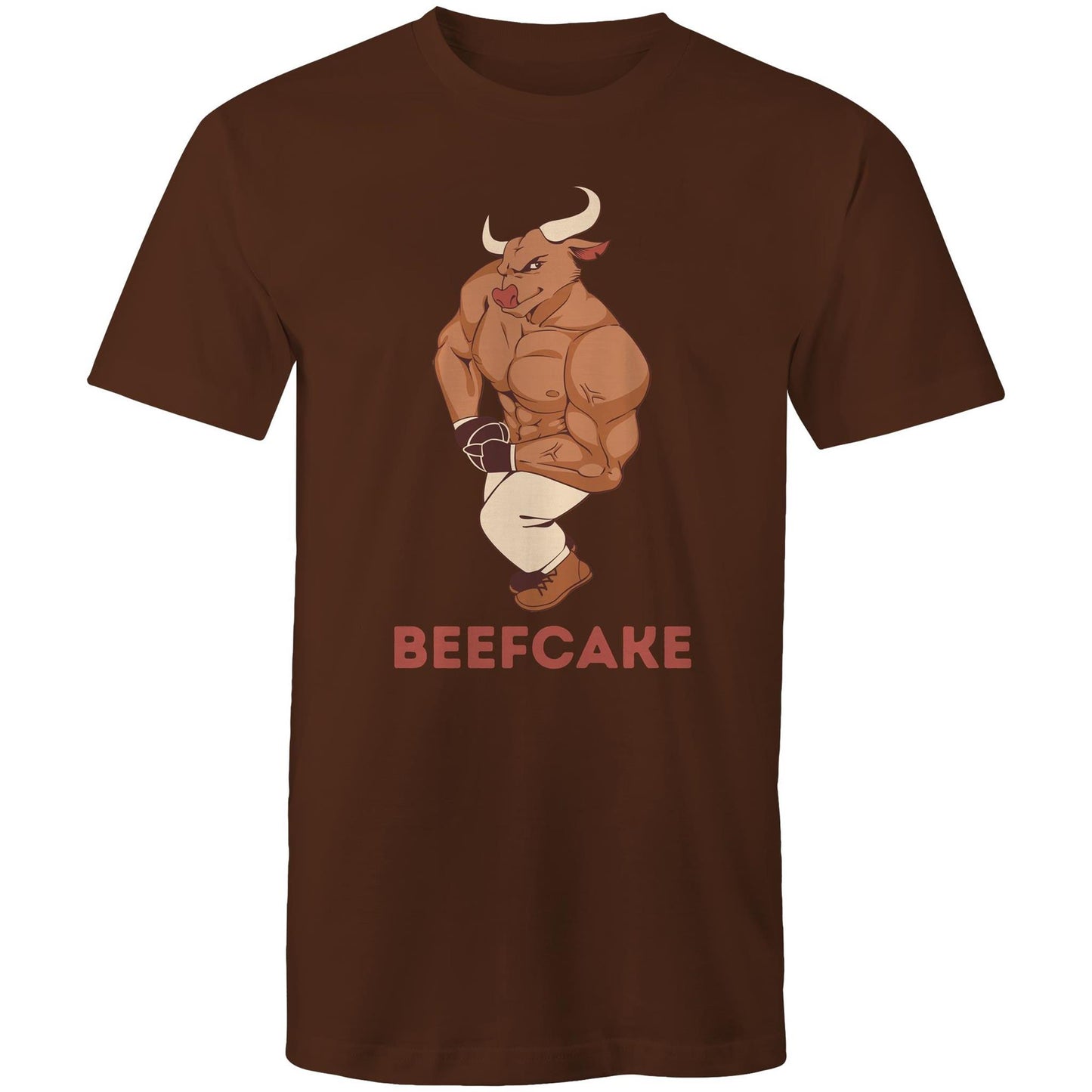Beefcake, Bull, Gym - Mens T-Shirt Dark Chocolate Fitness T-shirt Fitness