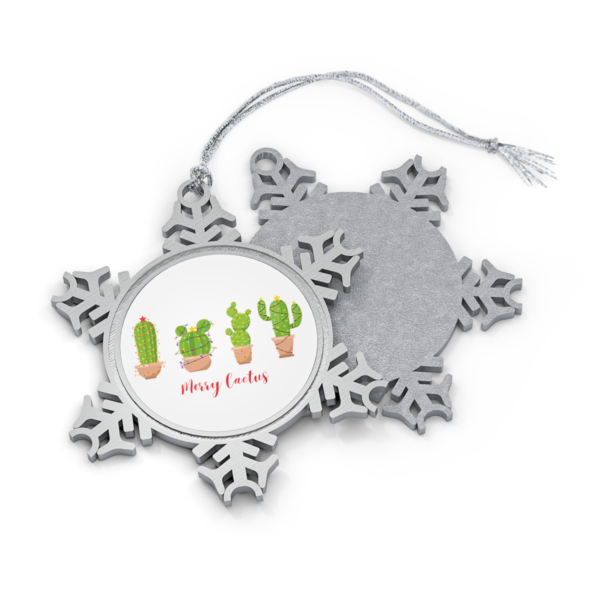 Merry Cactus - Pewter Snowflake Ornament Christmas Ornament