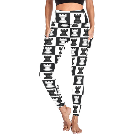 Chess Black And White - Women's Leggings with Pockets