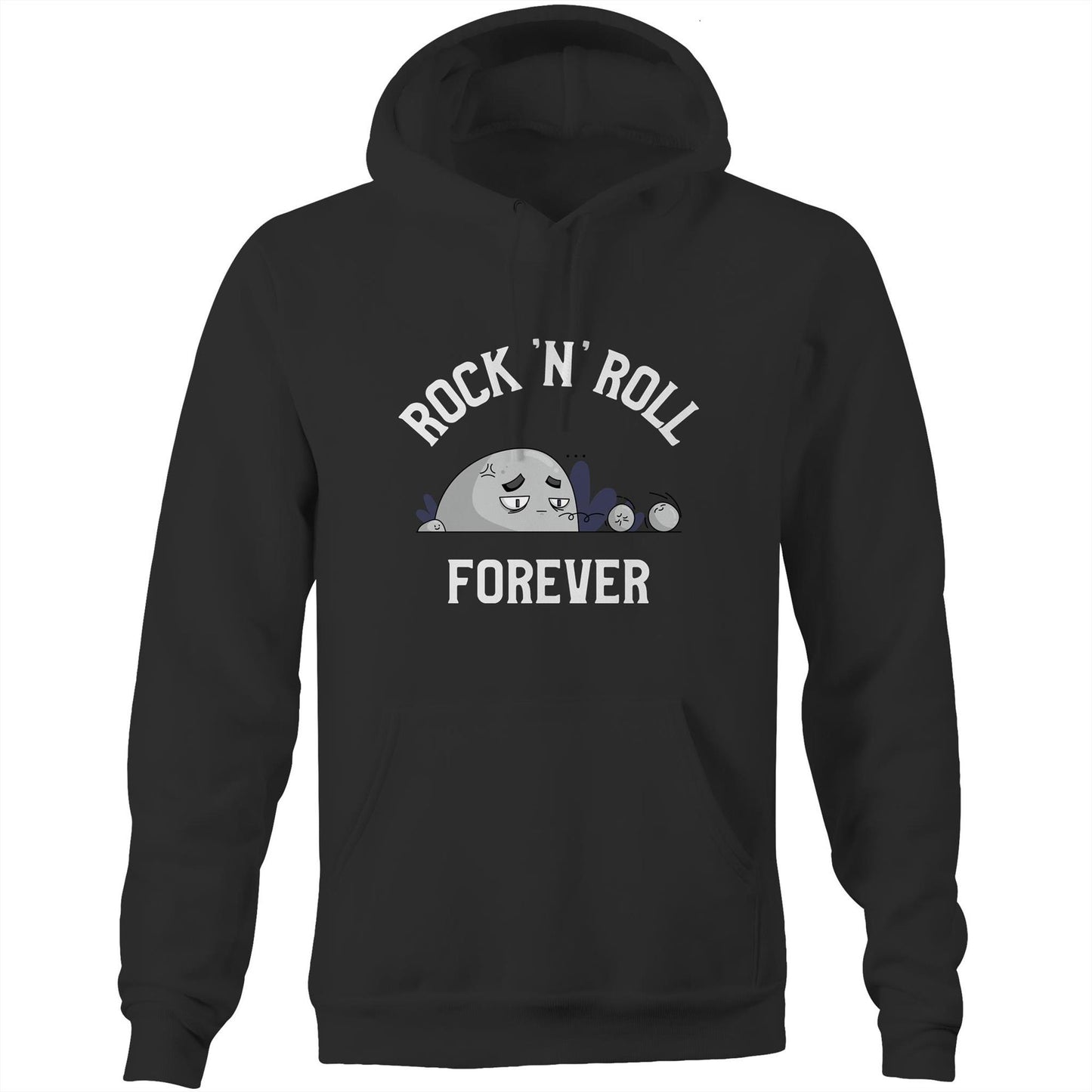 Rock 'N' Roll Forever - Pocket Hoodie Sweatshirt Black Hoodie Music
