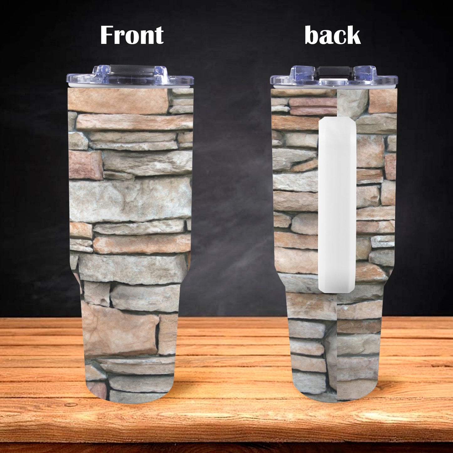 Stone Wall - 40oz Tumbler with White Handle