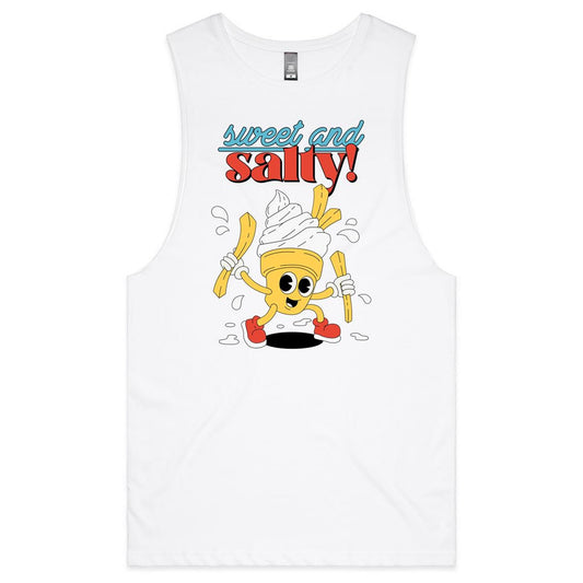 Sweet And Salty, Ice Cream And Fries - Mens Tank Top Tee White Mens Tank Tee