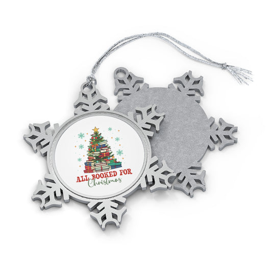 All Booked For Christmas - Pewter Snowflake Ornament