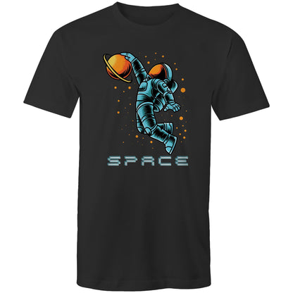 Astronaut Basketball - Mens T-Shirt Black Mens T-shirt Printed In Australia Space