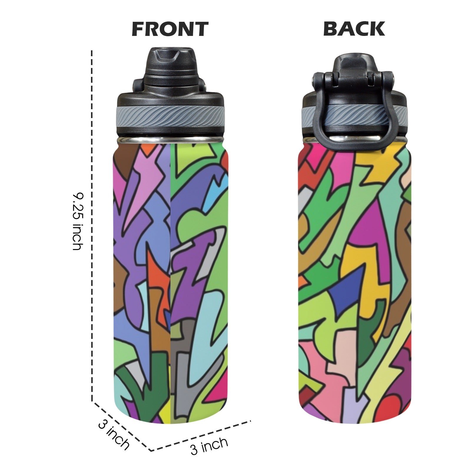 Bright Abstract - Insulated Water Bottle with Dual-Use Lid (18oz) Insulated Water Bottle with Dual-Use Lid (18oz) Printed Offshore