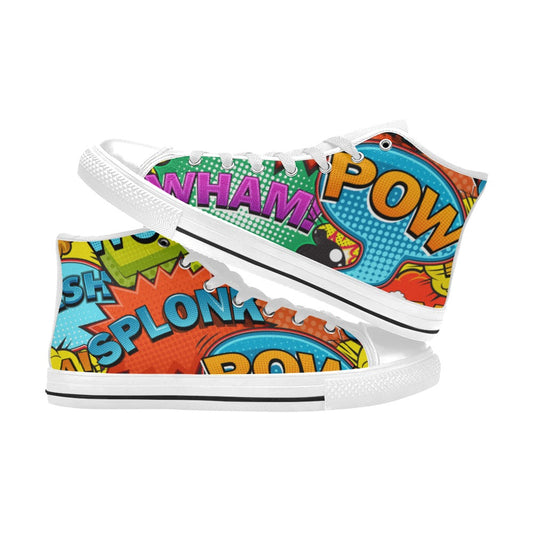 Comic Book 2 - Kids High Top Canvas Shoes