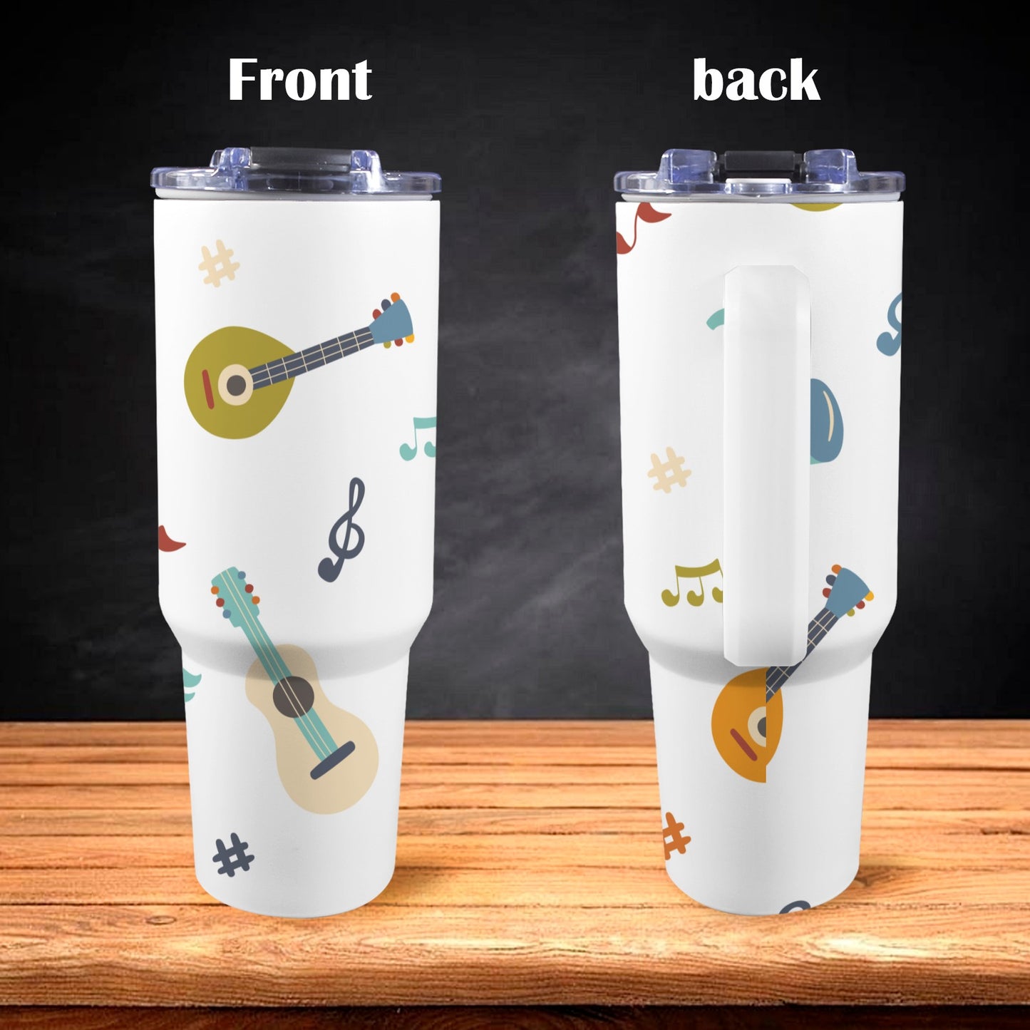 Guitar Music - 40oz Tumbler with White Handle