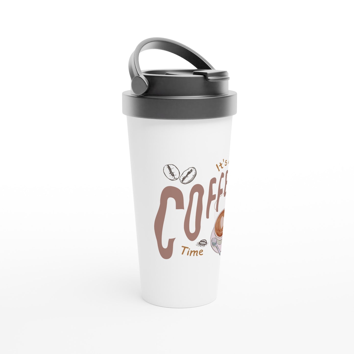 It's Always Coffee Time - White 15oz Stainless Steel Travel Mug Travel Mug Coffee Globally Fulfilled