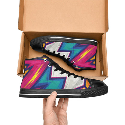 Abstract Bright - Women's High Top Canvas Shoes