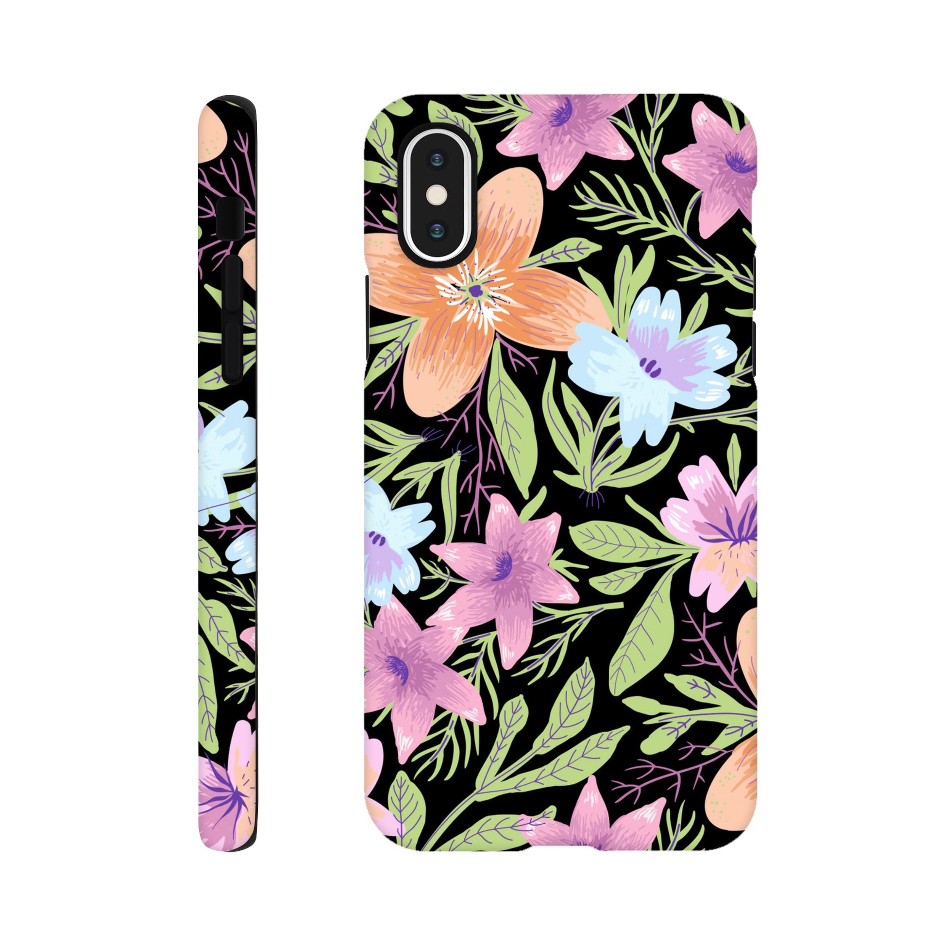 Black Floral - Phone Tough Case iPhone XS Phone Case