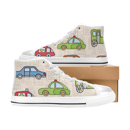 Kids Cars - Kids High Top Canvas Shoes