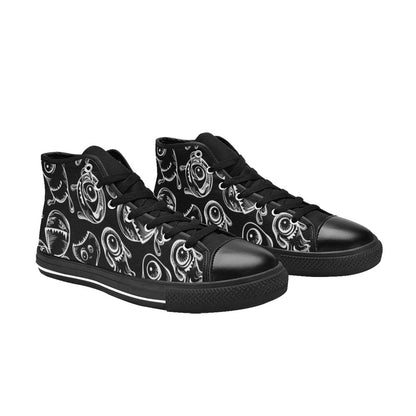 Monsters In Black And White - Women's High Top Canvas Shoes