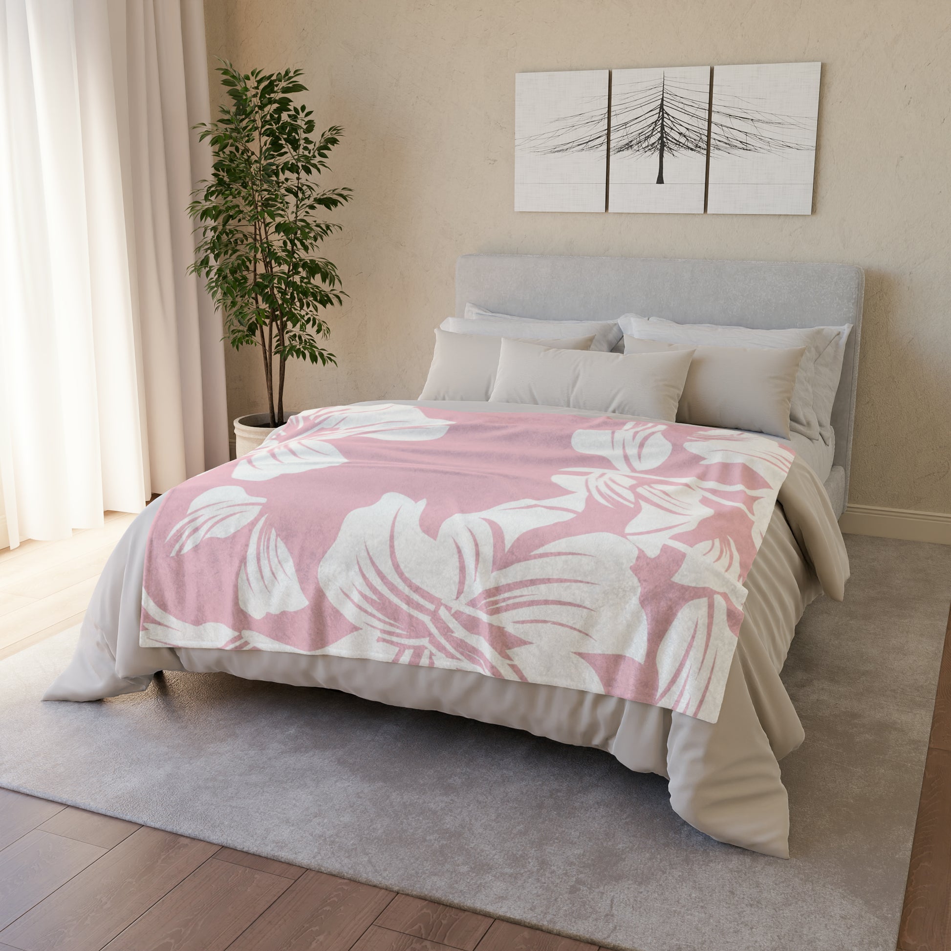 Pink Hibiscus - Soft Polyester Blanket 50" × 60" Blanket