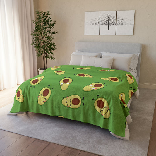 Avocado Characters - Soft Polyester Blanket 60" × 80" Blanket Food