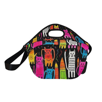 Colourful Cats - Neoprene Lunch Bag/Large