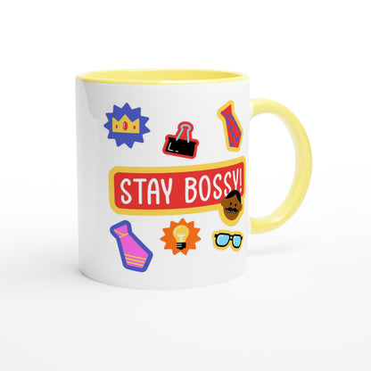 Stay Bossy, Boss Mug - White 11oz Ceramic Mug with Colour Inside Colour 11oz Mug Funny Globally Fulfilled