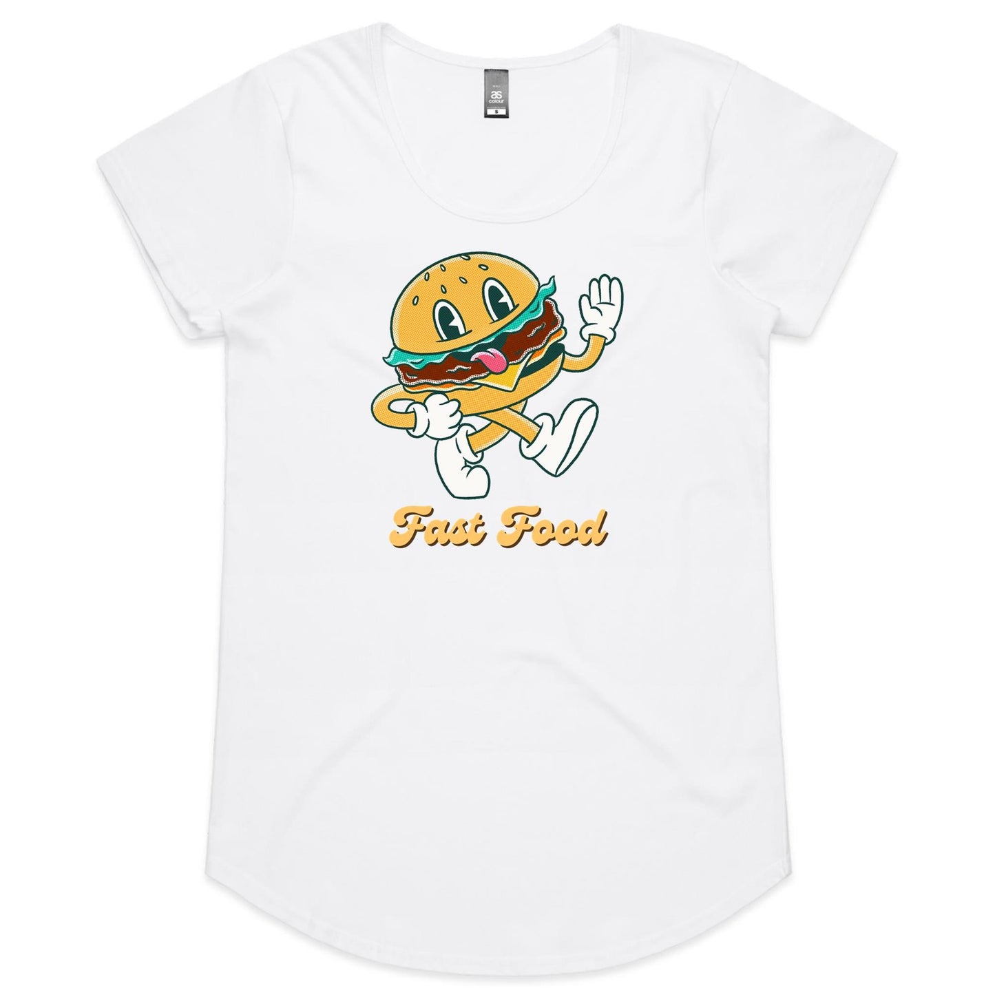 Fast Food, Hamburger - Womens Scoop Neck T-Shirt