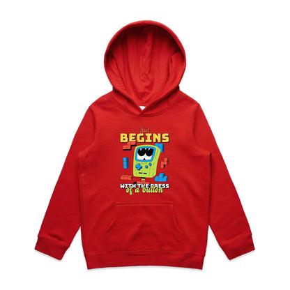 Fun Begins With The Press Of A Button, Games - Youth Supply Hood Red Kids Hoodie Games