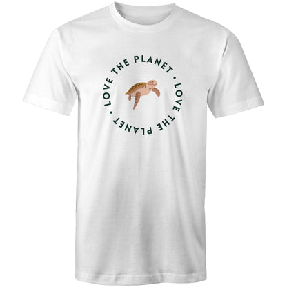 Love The Planet, Turtle - Mens T-Shirt White Mens T-shirt animal Environment Printed In Australia