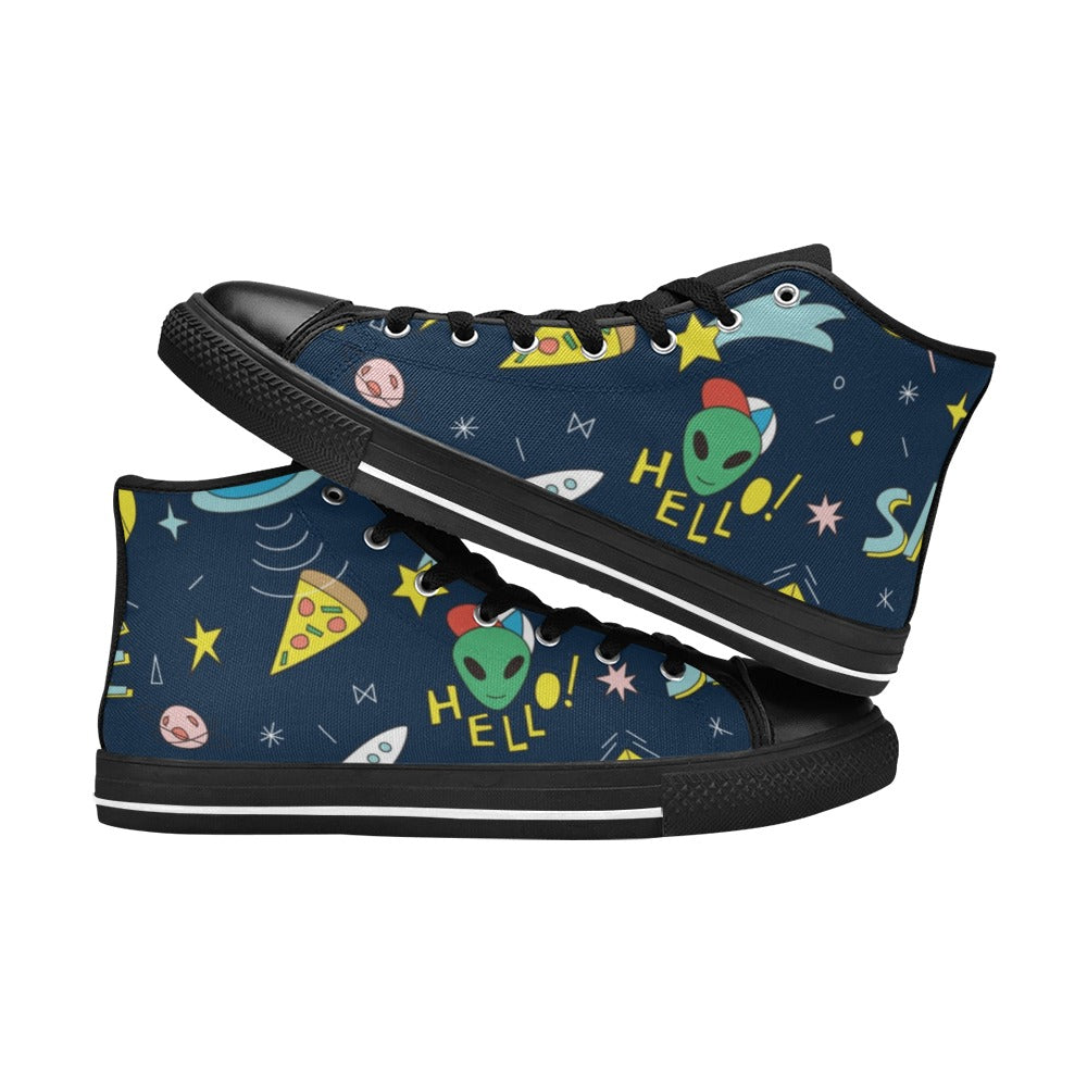 Hello Alien - Men's High Top Canvas Shoes