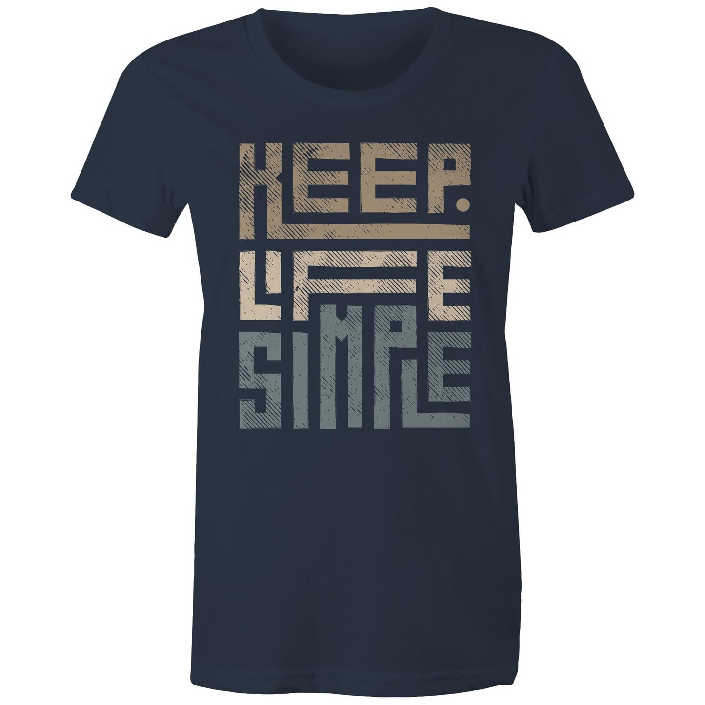 Keep Life Simple - Womens T-shirt Navy Womens T-shirt Positivity Printed In Australia