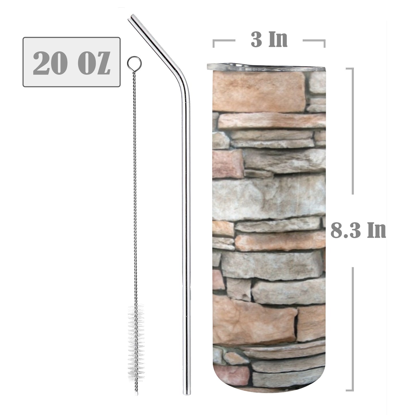 Stone Wall - 20oz Tall Skinny Tumbler with Lid and Straw