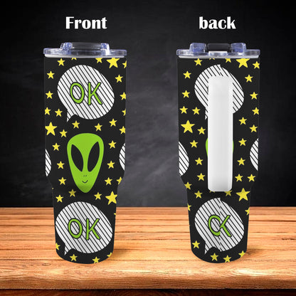 Alien OK 40oz Tumbler with White Handle