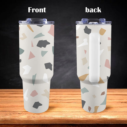 Terrazzo - 40oz Tumbler with White Handle