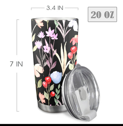 Floral Watercolour - 20oz Travel Mug with Clear Lid Clear Lid Travel Mug Plants